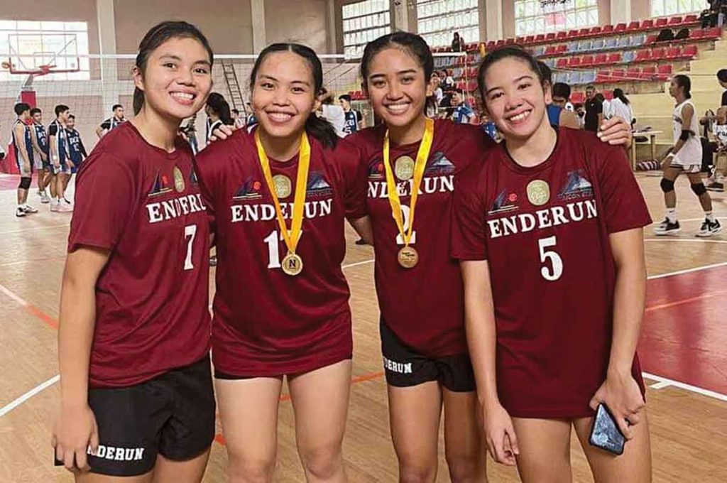 Negrenses Aurea Alvero, Erika Deloria, Rhean Almendralejo, and Shane Carmona carried out the fight for Enderun College Lady Titans in the 2022 NAASCU women's volleyball. (Contributed photo)