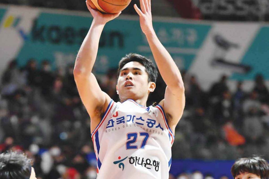 Bacolodnon Samjosef Belangel scored five points in Daegu Korea Gas Corporation Pegasus’ win over Jeonju KCC Egis. (KBL photo)