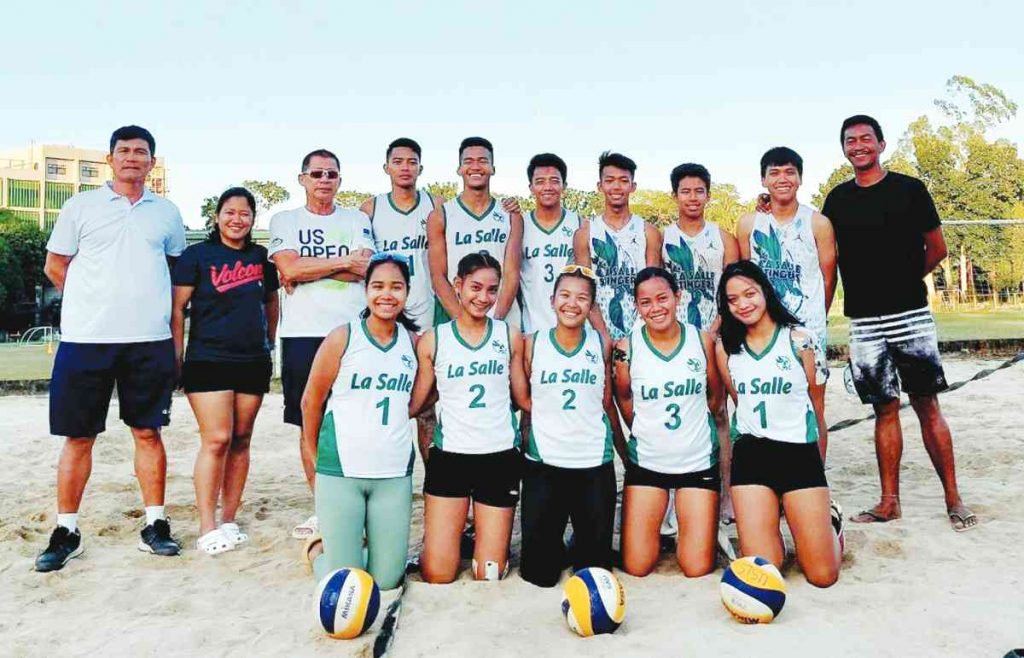 Photo shows the members and coaching staff of the University of St. La Salle beach volleyball team. (Contributed photo)