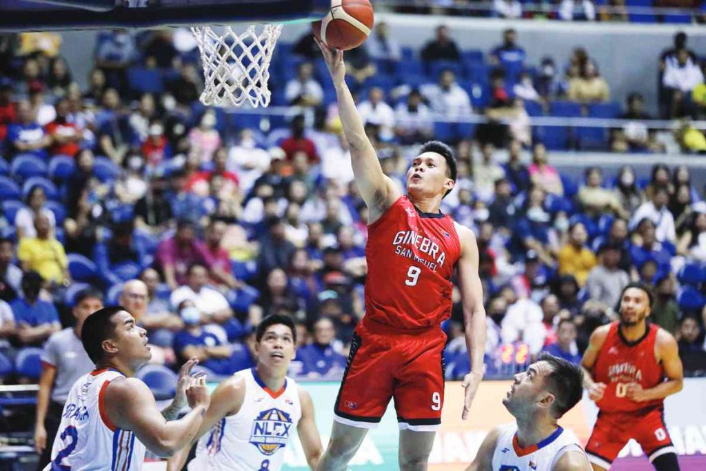 Barangay Ginebra San Miguel Kings’ Earl Scottie Thompson soars for an inside hit. (PBA photo)