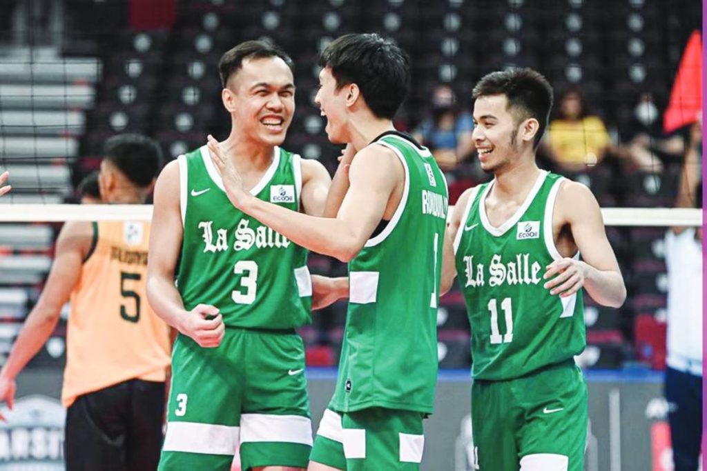 The De La Salle Green Spikers bounced back after two straight defeats against the still unbeaten National University Bulldogs in the UAAP men’s volleyball tournament. (UAAP Media Bureau photo)