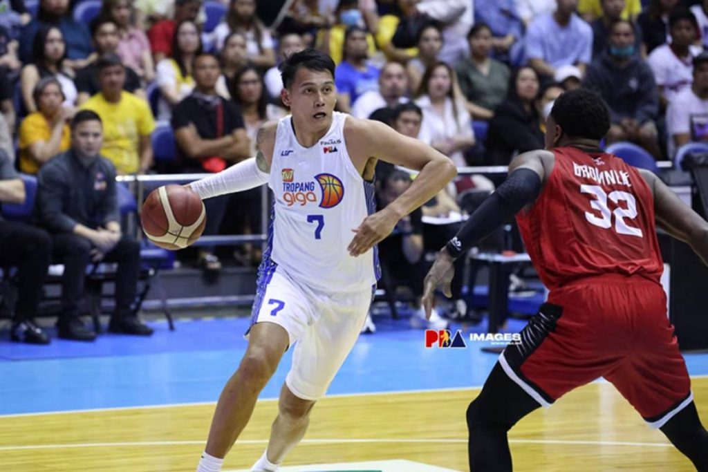 TNT Tropang Giga center Poy Erram in action against Barangay Ginebra in Game 1 of the 2023 PBA Governors' Cup Finals at the Araneta Coliseum on Sunday, April 9, 2023. (PBA images)