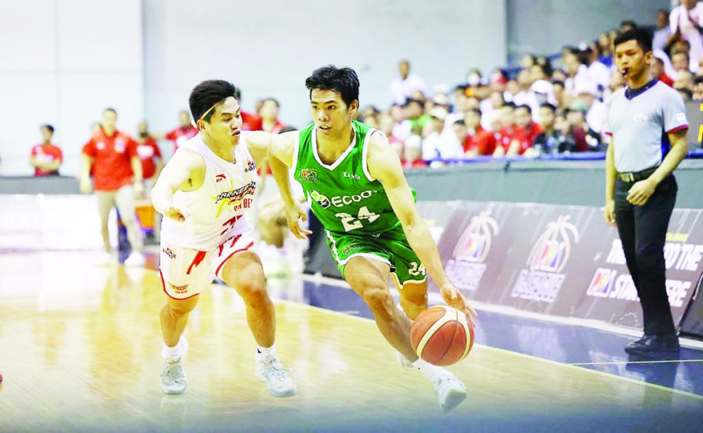 Negrense Mark Nonoy sparked the offense of EcoOil-La Salle Green Archers in their Game 1 win over Marinerong Pilipino-San Beda Red Lions in the 2023 PBA D-League Aspirants Cup Finals. (PBA photo)