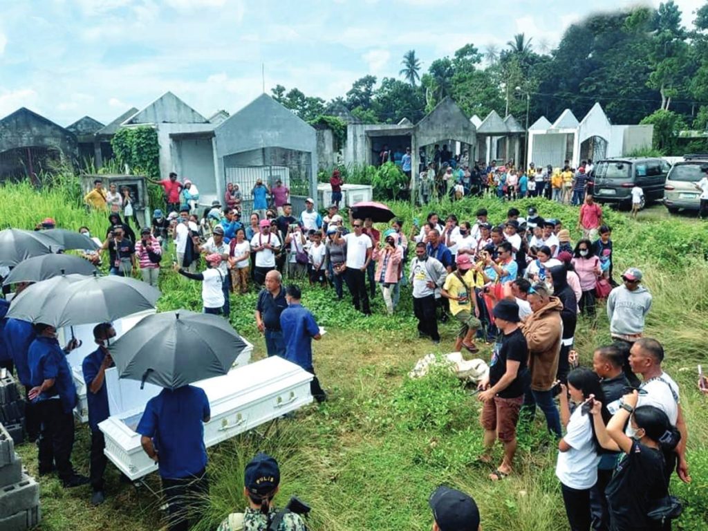 Four members of the Fausto family who were killed at their home at Barangay Buenavista in Negros Occidental’s Himamaylan City, are laid to rest at Barangay Aguisan Public Cemetery yesterday, June 18, 2023. Negros Occidental Governor Eugenio Jose Lacson also calls for a thorough investigation into the massacre as it is already causing tensions between the Philippine Army and the New People's Army. (CSWDO Himamaylan photo)