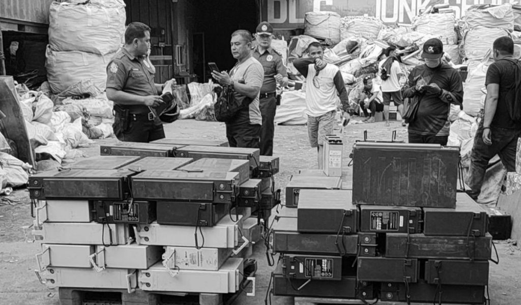 Alleged stolen cellular site batteries were discovered inside a junk shop in Bacolod City on June 29, 2023. City police have repeatedly warned junk shop owners in the city not to accept stolen items. (Bacolod City Police Office photo)