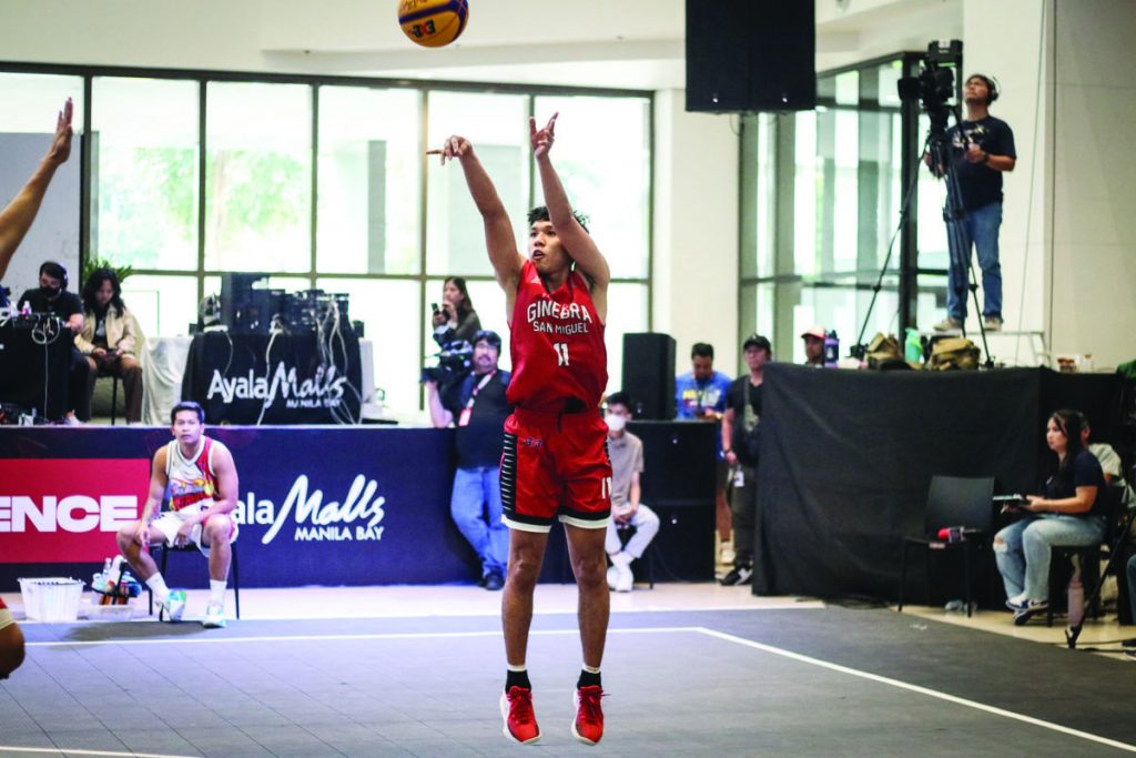 Barangay Ginebra San Miguel Kings’ Donald Gumaru with an outside shot attempt. (PBA photo)