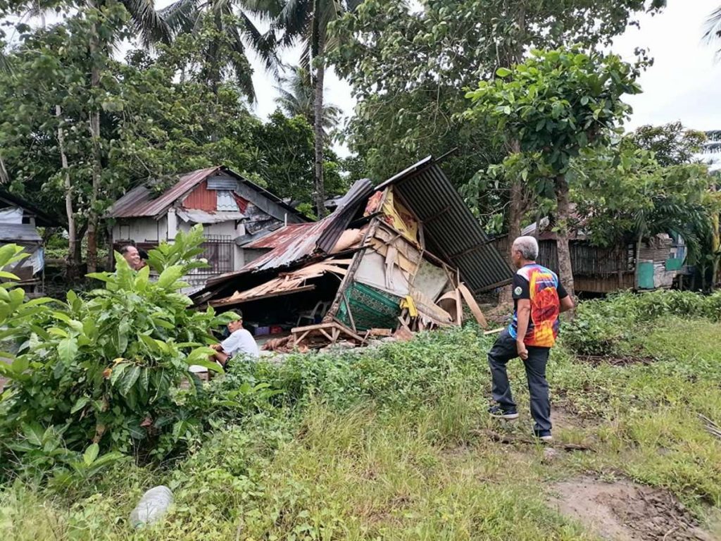 Strong winds caused by the enhanced southwest monsoon toppled a house in Negros Occidental’s Sagay City on Tuesday, July 25, 2023. (Sagay City Information and Tourism Office photo)