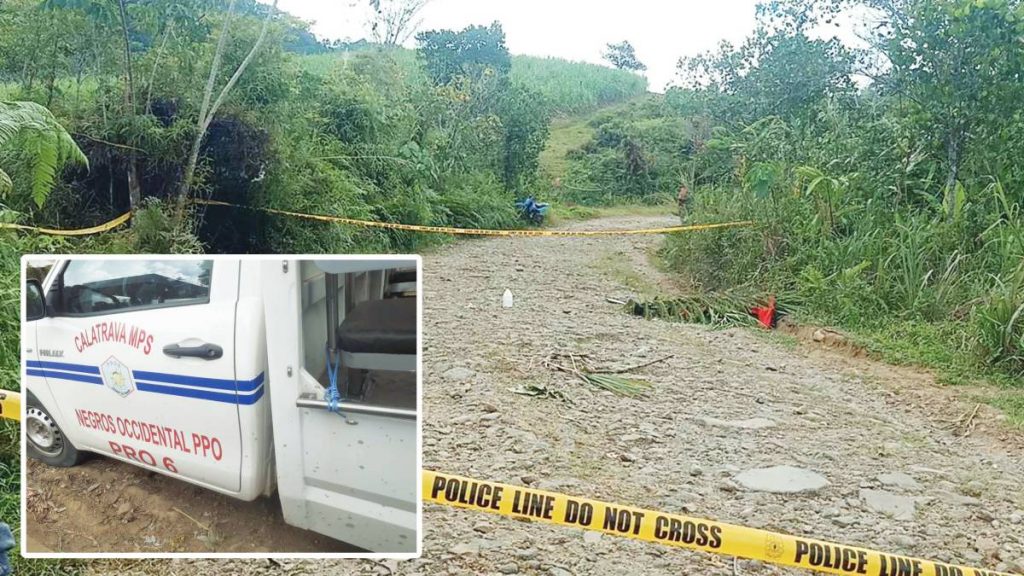 A police patrol vehicle was ambushed by alleged members of the New People's Army at Barangay Minapasuk in Negros Occidental’s Calatrava town yesterday morning, August 9, 2023. The attack leaves one police officer dead while two others are wounded. (dyHB RMN Bacolod photos)