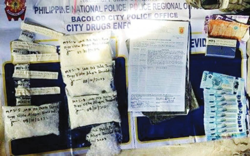 Anti-drug operatives of Bacolod City Police Office seized 2.1 kilos of suspected shabu worth P14.38 million during a buy-bust operation in Barangay Vista Alegre yesterday, August 10, 2023. Arrested in the operation was Michael Sarabia Frias, 45 years old, a member of Caunda Group, the lone drug syndicate operating in the city. (Bacolod City Police Office photo)