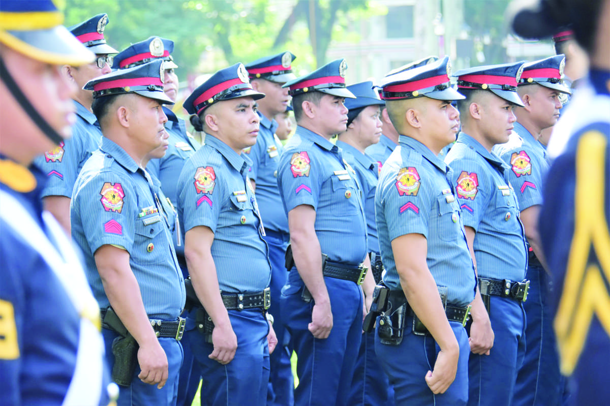 Photo shows personnel from the Negros Occidental Police Provincial Office during the celebration of the 78th Negros Island Victory Day at the Provincial Capitol Park and Lagoon on Saturday, September 9, 2023. A total of 269 police officers have been reassigned to other local government units in the province ahead of the barangay and Sangguniang Kabataan elections in October. (Negros Occidental provincial government photo)