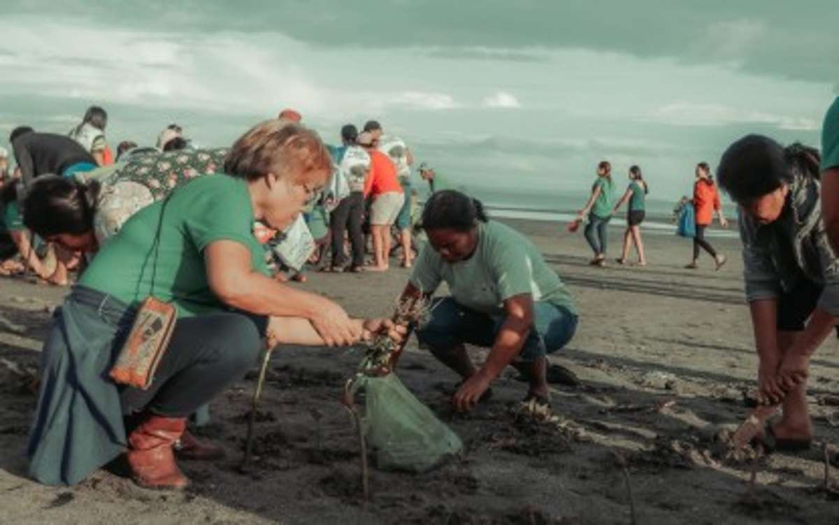 Residents of Negros Occidental’s Bago City join the mangrove planting and coastal cleanup in Barangay Sampinit to mark the 66th birthday of President Ferdinand Marcos, Jr. on Wednesday, September 13, 2023. Participants planted about 4,000 mangrove propagules and collected 15 sacks of residual waste. (Bago City Information Office photo)