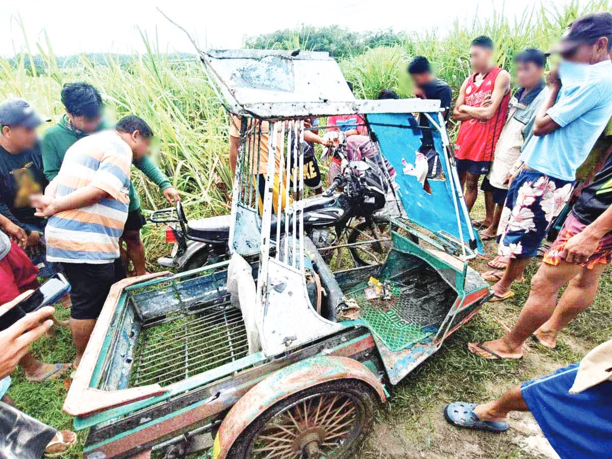 Bullet holes were found on a tricycle following an encounter with the Philippine Army's 47th Infantry Battalion that killed six members of an alleged New People's Army squad at Barangay Tabugon in Negros Occidental’s Kabankalan City on Thursday night, September 21, 2023. (96.7 XFM Bacolod photo)