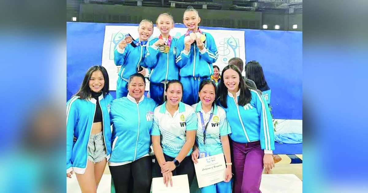 Photo shows some gymnasts from MK Gymnastics Club that captured medals during the 2023 Palarong Pambansa. (MK Gymnastics photo)