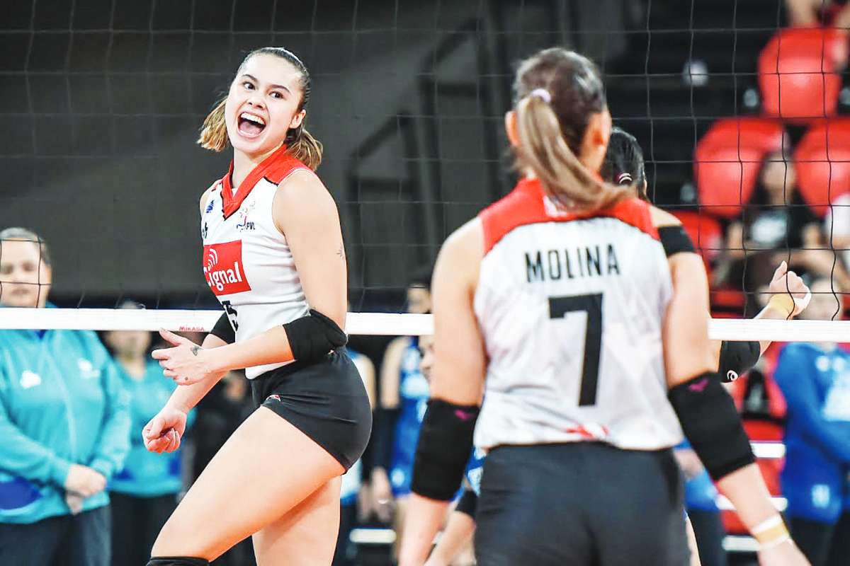 Cignal HD Spikers’ Vanessa Gandler celebrates after scoring against the Galeries Tower Highrisers. (PVL photo)