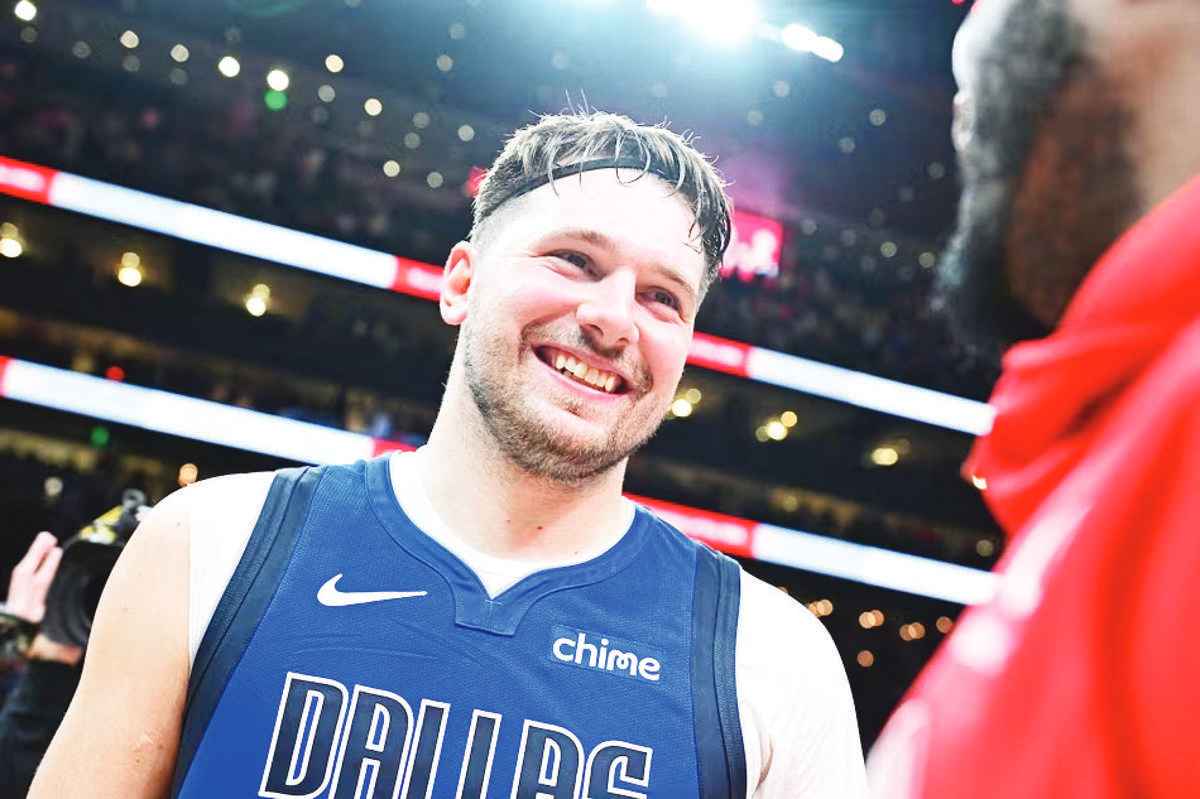 Luka Doncic of the Dallas Mavericks smiles after an NBA game against the Atlanta Hawks at State Farm Arena in Atlanta, Georgia. (Adam Hagynbae / Getty Images via AFP)