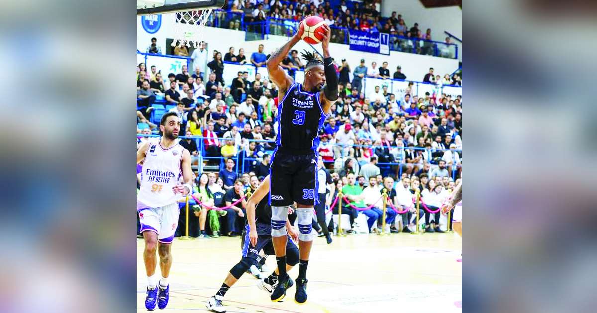 Strong Group Athletics-Philippines' Dwight Howard grabs the rebound during their semifinals game against the Beirut Sports Club. (UAE Basketball Association photo) 