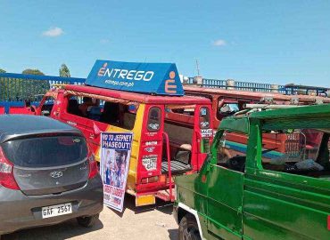 Operators and drivers of traditional public utility vehicles (PUVs) in Bacolod City blocked the main gate of the Land Transportation Office yesterday, January 4, 2024, as part of their ongoing protest over the PUV modernization program. (Dominique Gabriel G. Bañaga photo)  