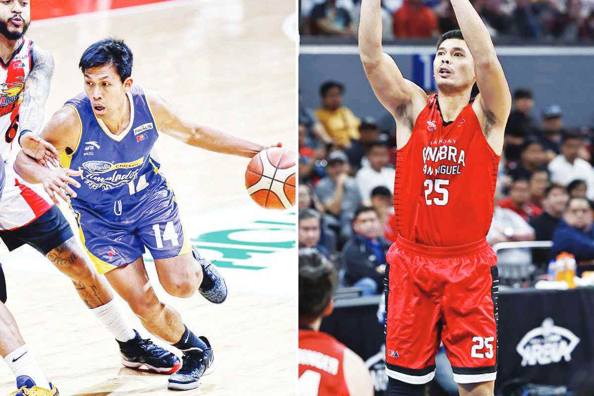 Andy Mark Barroca (left) and Japeth Aguilar will get to pick their teammates through a draft for the 2024 PBA All-Star Game to be held in Bacolod City. (PBA photos)