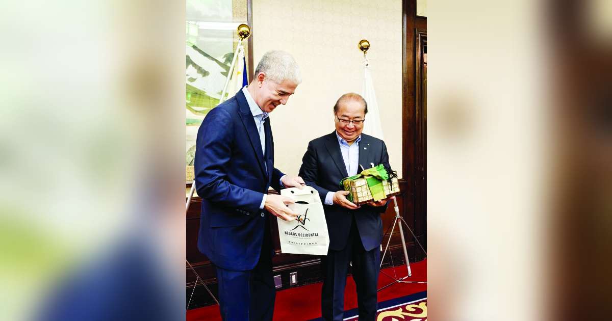 Negros Occidental Governor Eugenio Jose Lacson (left) meets with Toyama Prefecture Governor Hachiro Nitta in Japan on Tuesday night, May 28, 2024. Lacson is visiting Japan until May 31 upon the invitation of the Organization for Industrial, Spiritual and Cultural Advancement International, which helped develop the sericulture project in Negros Occidental. (Negros Occidental PIO photo)