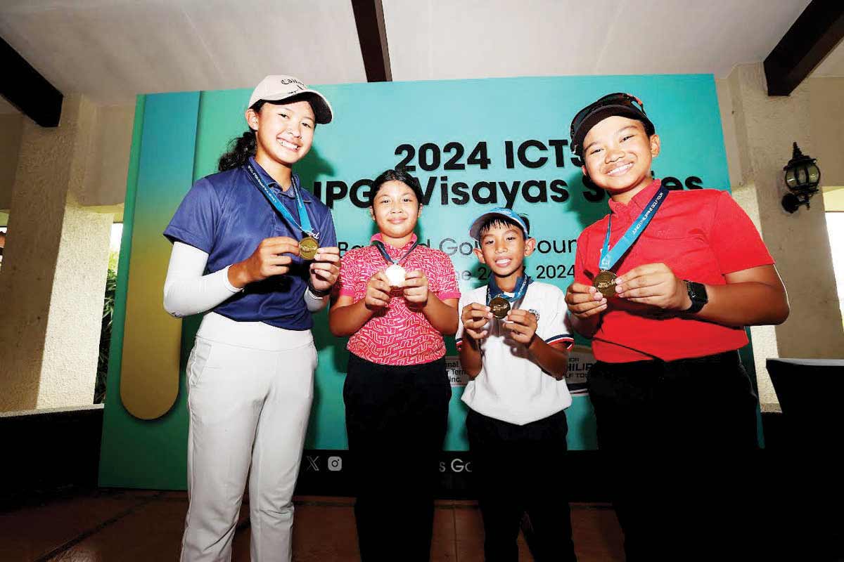 Winners of the ICTSI-Junior Philippine Golf Tour Bacolod Visayas series hold their medals after ruling their respective age categories. (ICTSI photo) 
