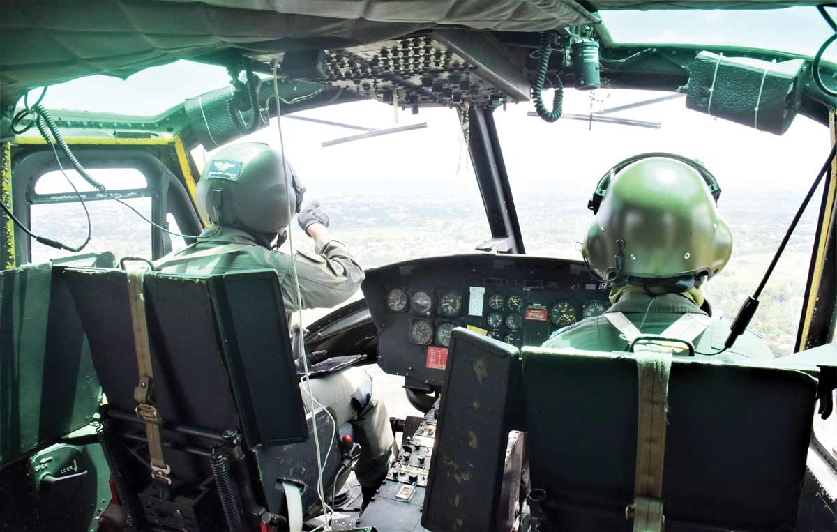 The Philippine Air Force and the Philippine Army, together with the Negros Occidental Provincial Disaster Risk Reduction and Management Office, conducted aerial assessment of farmlands, rivers and communities affected by lahar flows near Kanlaon Volcano yesterday, June 10, 2024. (Negros Occidental provincial government photo)