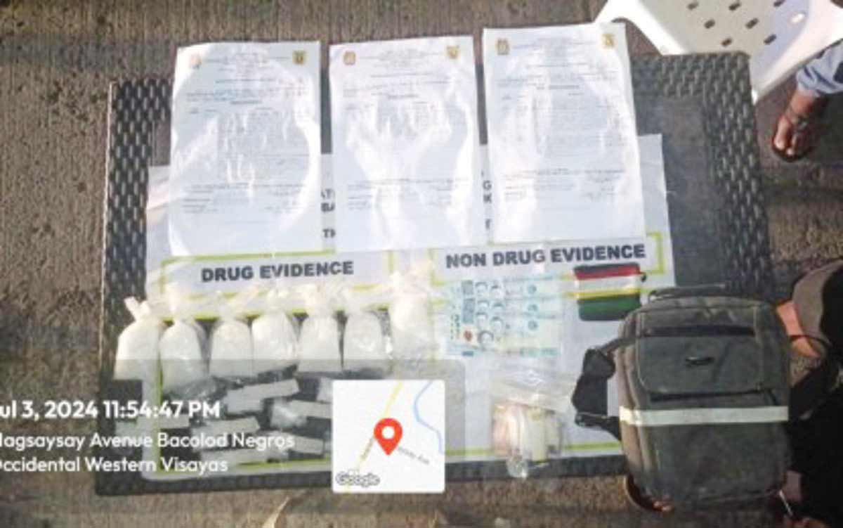 Operatives of Bacolod City Police Station 8 seized 775 grams of shabu worth P5.134 million from two drug personalities in Purok Mars, Barangay Singcang-Airport on Wednesday night, July 3, 2024. One of the two suspects, Dharryl Escanuela, is from Olongapo City, Zambales, who is staying at the Royal Amrei Hotel in the city. (Bacolod City Police Office photo)