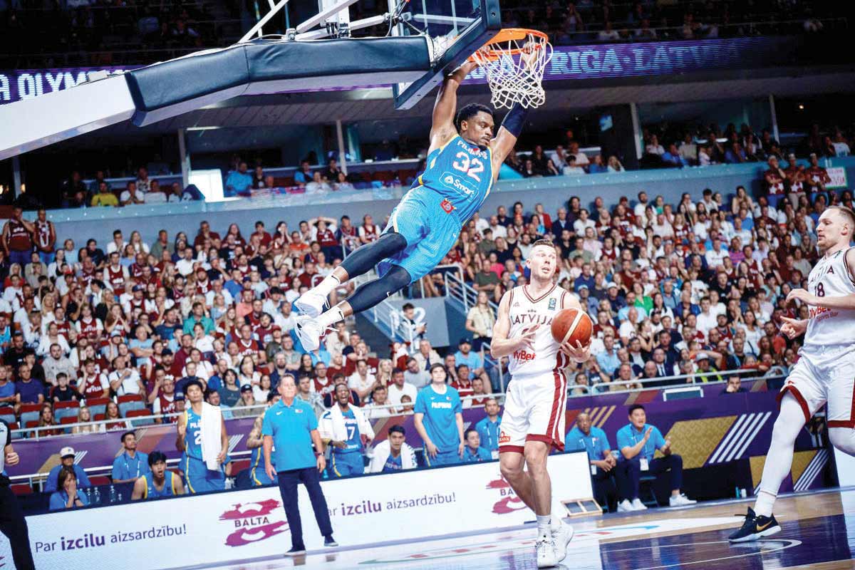Gilas Pilipinas’ Justin Brownlee against Latvia in the 2024 FIBA Olympic Qualifying Tournament. (FIBA photo)