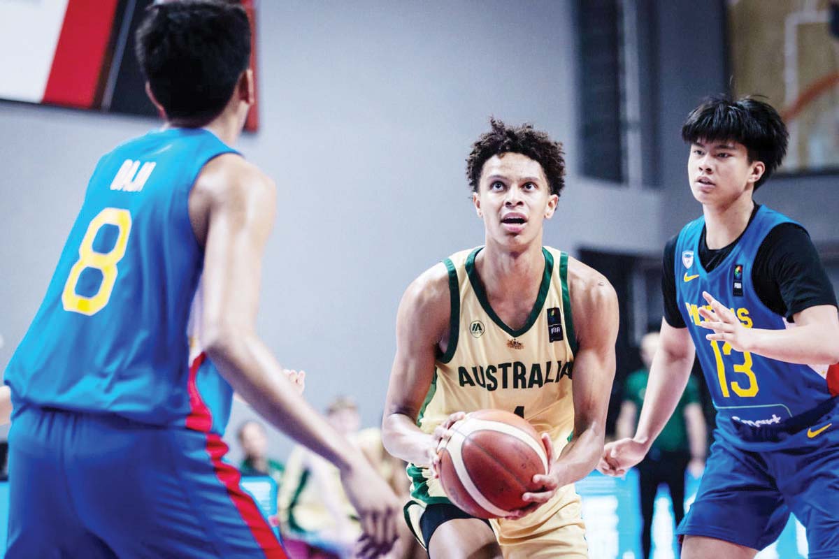 Gilas Pilipinas boys against Australia in the 2024 FIBA U-17 World Cup. (FIBA photo) 