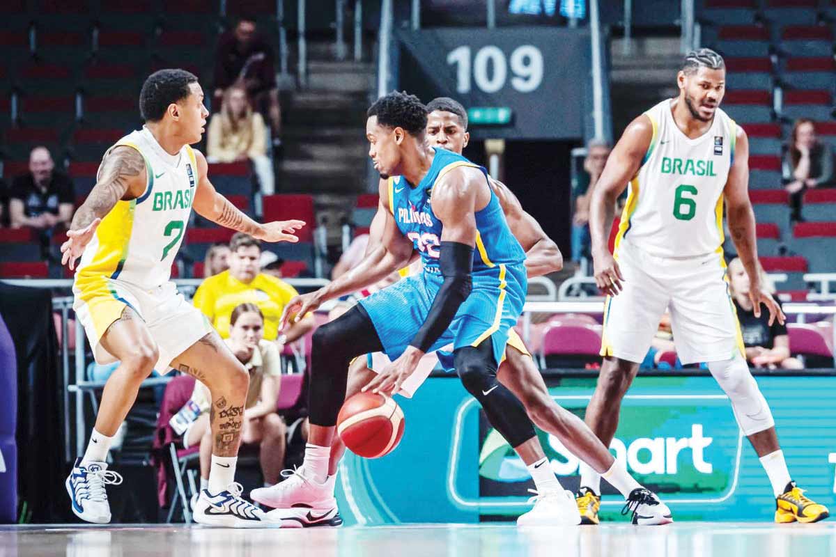 Gilas Pilipinas' Justin Brownlee led the Philippines' brave stand with 15 points, eight rebounds, two assists, and a steal, as the nationals absorbed a 71-60 defeat against Brazil during the semifinals of the 2024 FIBA Olympic Qualifying Tournament on Saturday, July 6, 2024. (FIBA photo) 