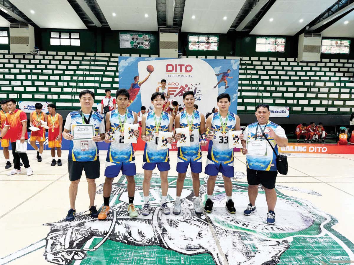 The Western Visayas 3x3 cagers secured a podium finish after a 21-17 win over the National Capital Region in the bronze medal game in the 2024 Palarong Pambansa secondary boys’ 3x3 basketball. (Pete Barcelona photo) 