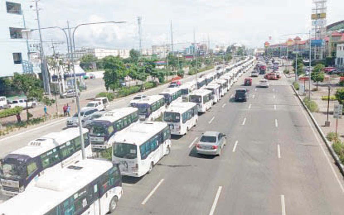 Over 400 modernized jeepneys join the transport break in Iloilo City on Monday, August 5, 2024. Traffic Management Unit head Uldarico Garbanzos said minimal impact was felt by commuters. (Grace Salumag photo)