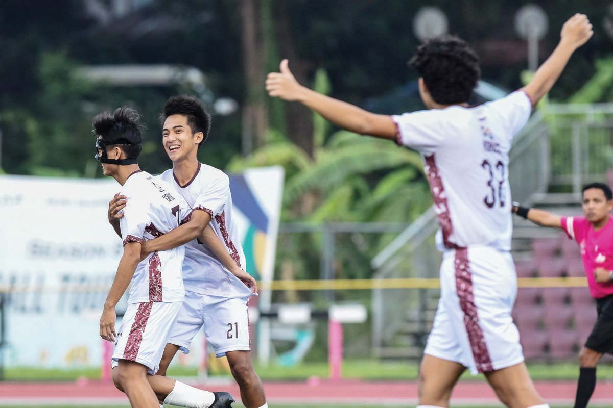 The University of the Philippines claimed their first victory in the UAAP Season 87 collegiate men’s football tournament, delivering a commanding 3-0 dismantling against Adamson University on Thursday, October 3, 2024. (UAAP Media photo)