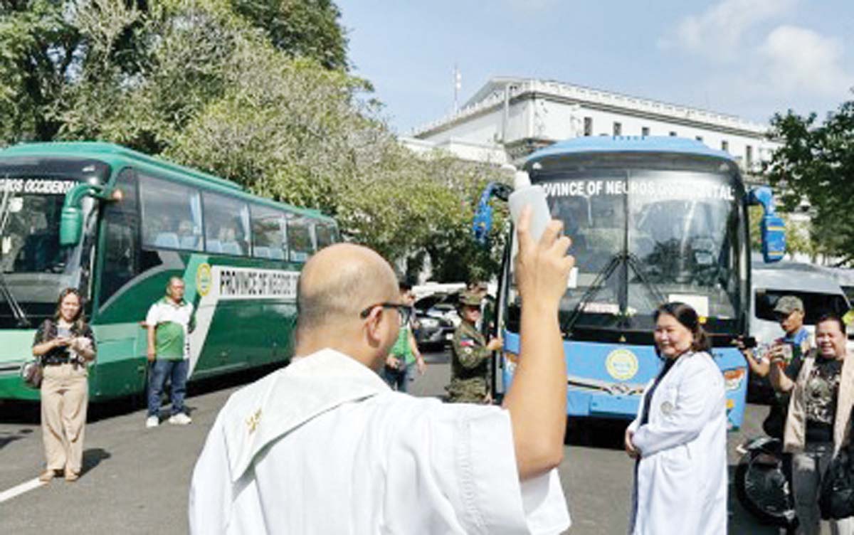 The blessing of the rescue, ambulance and other service vehicles of the Negros Occidental provincial government and its partner-agencies during the World Day of Remembrance for Road Traffic Victims at the capitol grounds in Bacolod City yesterday, November 17, 2024. The law designates the third Sunday of November every year as the day of the commemoration. (NegOcc Planning and Development Office photo) 