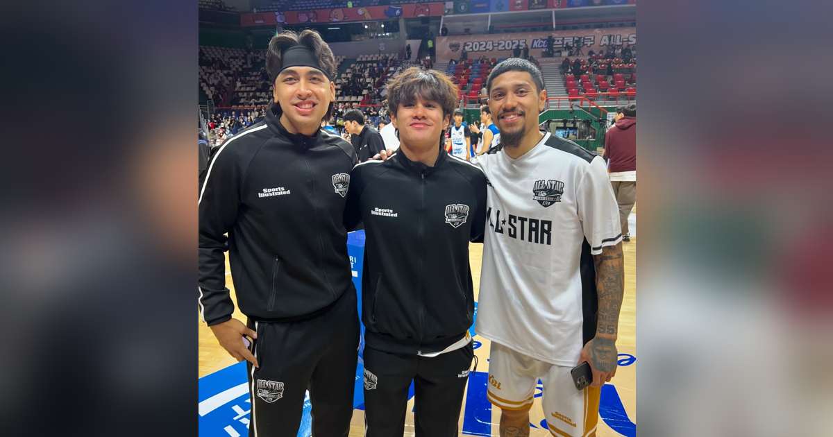 Negrense Samjosef Belangel (center) was with his fellow Filipino cagers, Justin Gutang and Ethan Alvano, in the KBL All-Star Game. (SJ Belangel photo) 