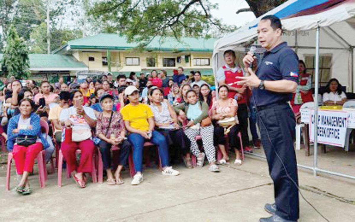 Office of Civil Defense Administrator Undersecretary Ariel Nepomuceno talks to the Mt. Kanlaon evacuees during his visit to Canlaon City, Negros Oriental province. He assured of the continued government support amid Mt. Kanlaon volcano’s restiveness. (OCD photo)