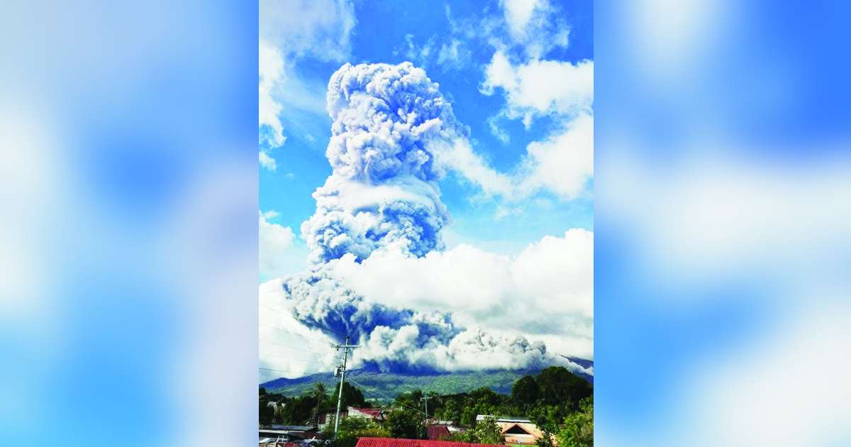 The explosive eruption of Mt. Kanlaon on December 9, 2024. The Office of Civil Defense appealed to the local officials in Bago and La Castellana, Negros Occidental to reassess their decision to allow over 4,000 evacuees to return home as Mt. Kanlaon shows increasing signs of eruption. (Viscom-PIO photo)