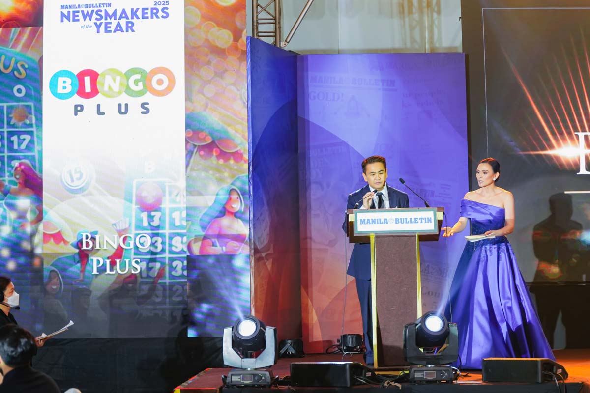 AB Leisure Exponent Inc. President Rafael Jasper Vicencio delivering his acceptance speech at the MB Newsmaker of the Year.