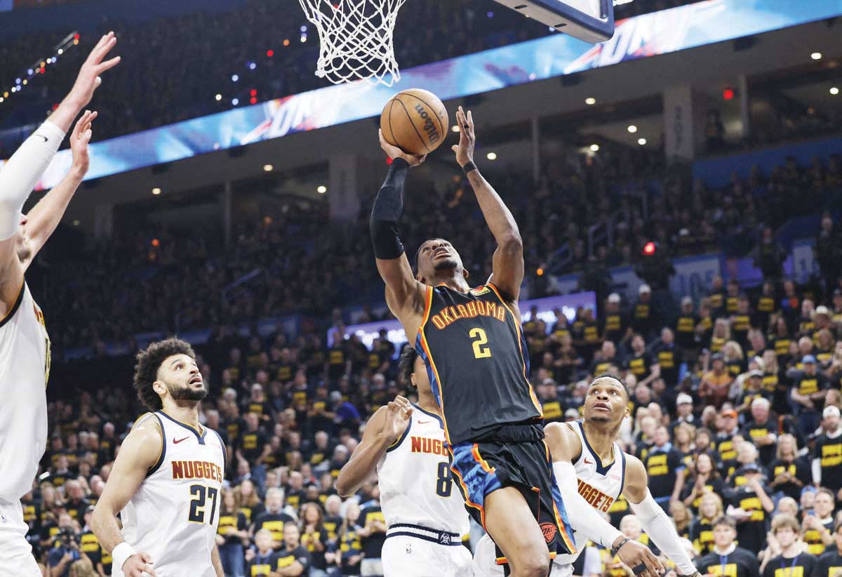 Thunder level series with 43-point rout of Nuggets