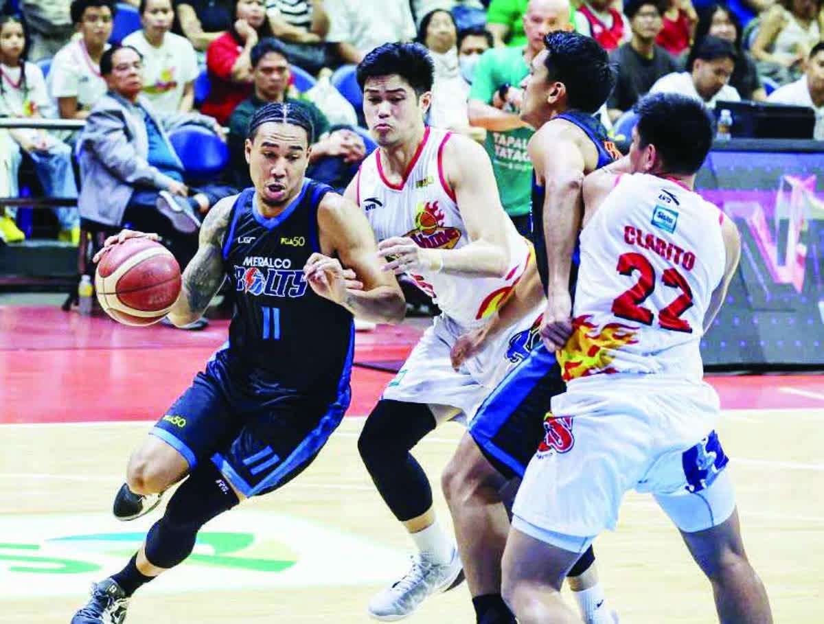 Meralco Bolts’ Chris Newsome in action against the Rain or Shine Elasto Painters in the semifinals of the PBA Season 50 Philippine Cup on December 29, 2025. (PBA Media photo)