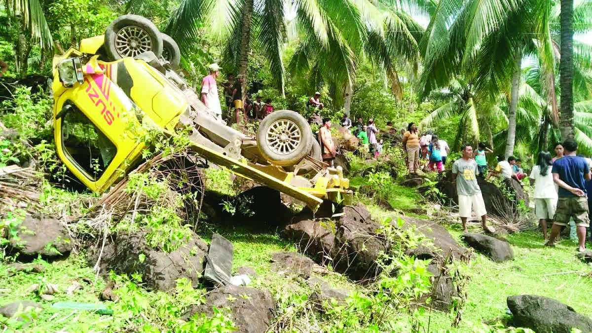 The utility vehicle was carrying several passengers on their way to a cemetery to attend a death anniversary service when the driver experienced a sudden brake failure. (Contributed photo)