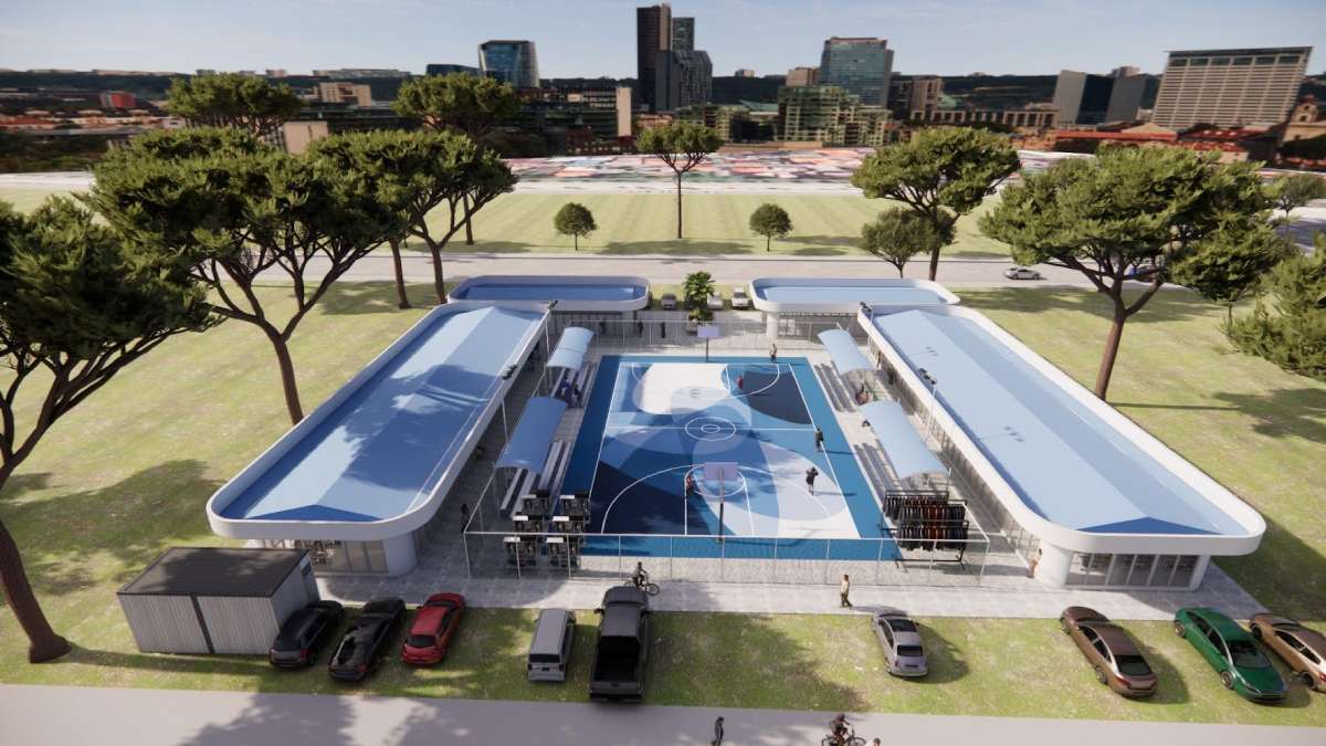 Aerial render of The Yard at The Upper East