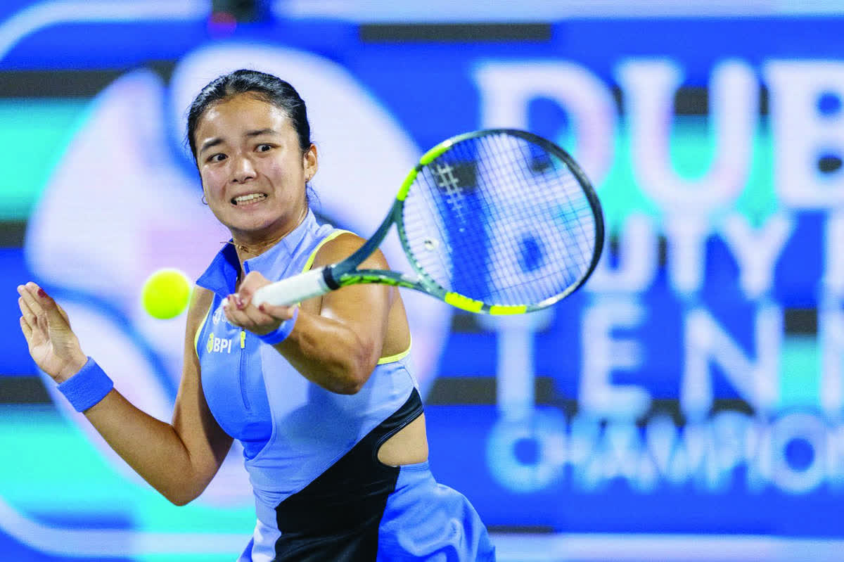 Alex Eala struggled to establish her serve despite landing 61 percent of her first serves, slightly higher than World’s No. 4 Coco Gauff’s 55 percent at the Dubai Duty Free Tennis Championships. (Ryan Lim photo)