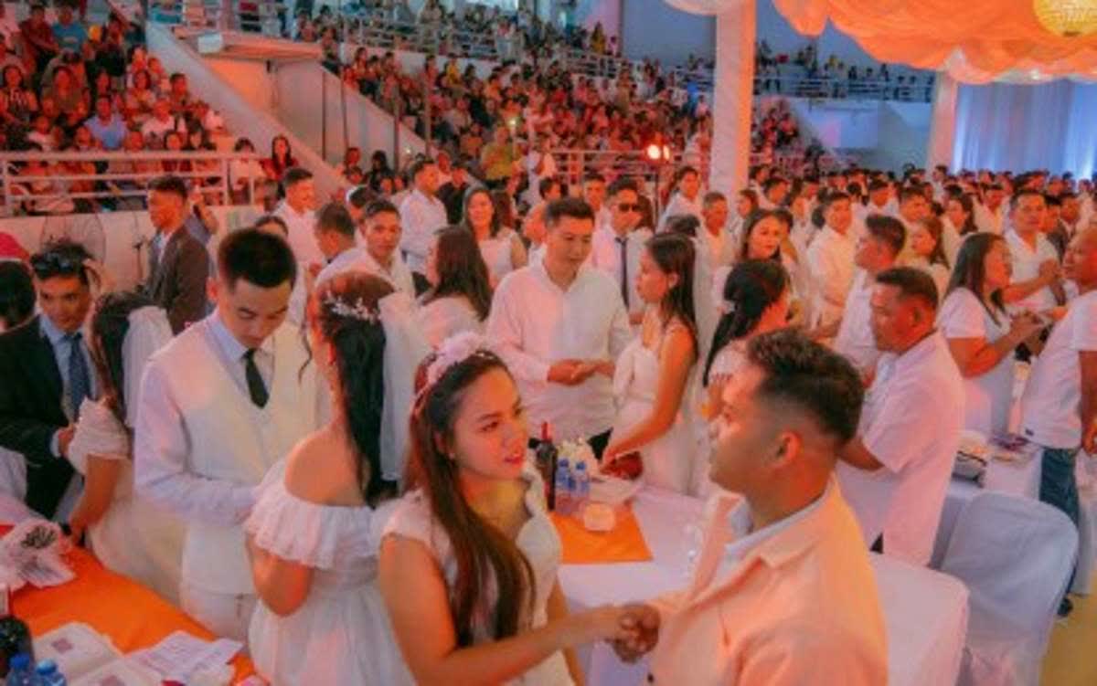 Some of the 202 couples who got married in a mass wedding officiated by Mayor Greg Gasataya at Bacolod City College Activity Center on Saturday, February 14, 2026. The ceremony was organized by the city government in celebration of the Civil Registration Month. (Bacolod City Communications Office photo)