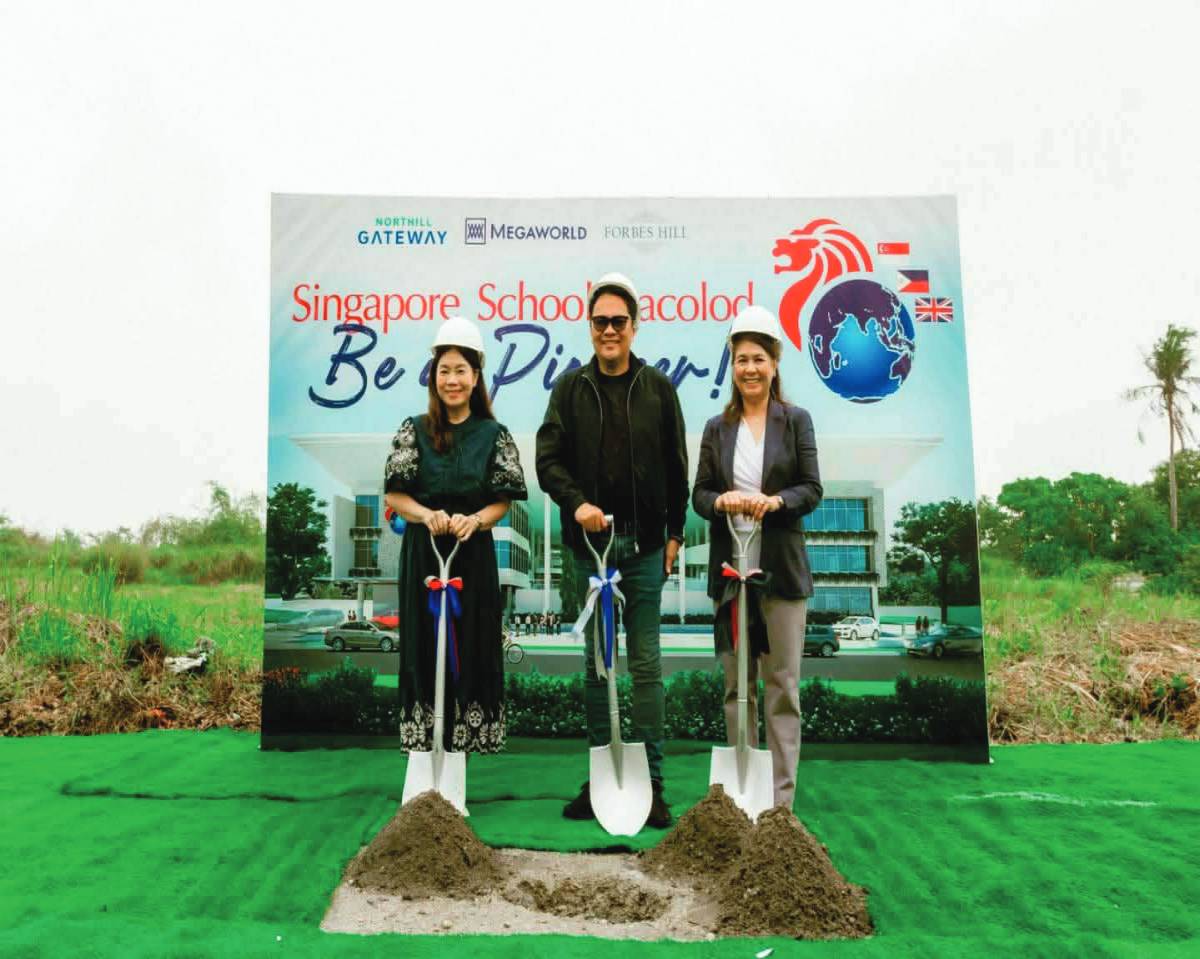 (Left to right) Singapore School Bacolod President Trixie Suarez, Bacolod Mayor Greg Gasataya and Megaworld Corporation President and Chief Executive Officer Lourdes Gutierrez-Alfonso during the ceremonial groundbreaking of the Singapore international school in Megaworld Northhill Gateway in Bacolod City on February 10, 2026. (Megaworld photo)