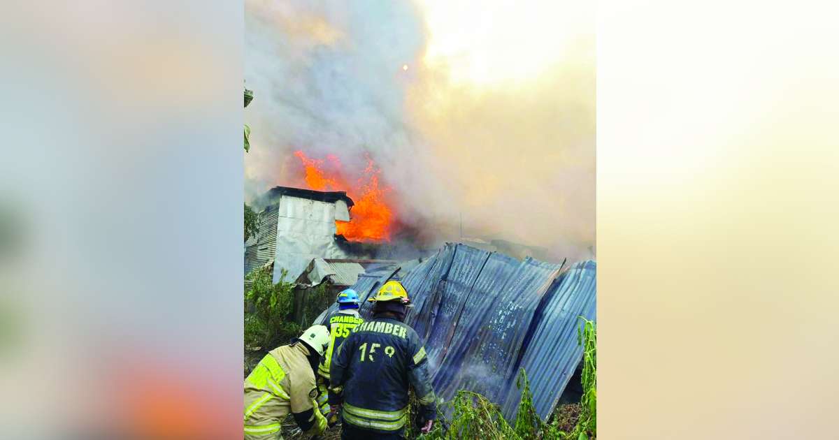 Firefighters encountered difficulty reaching the site due to narrow passageways, forcing them to extend hoses from accessible areas. (Chamber Volunteer Fire Brigade photo)