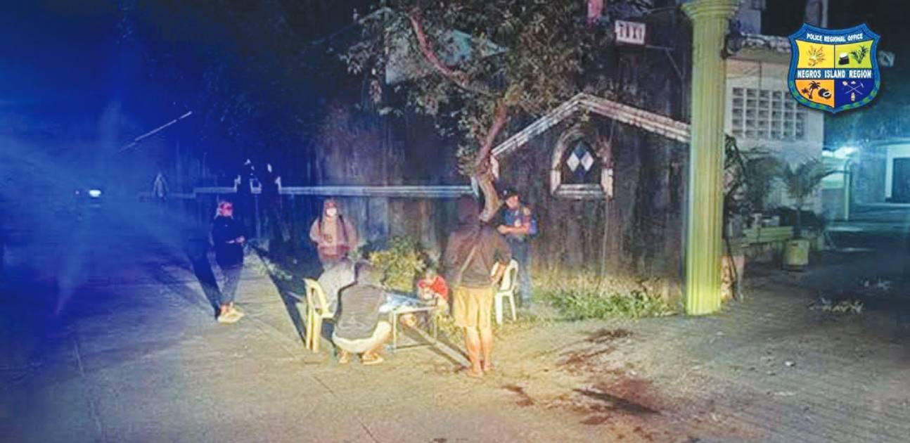 Photo shows the scene of the crime, where a police operative was shot dead in a buy-bust operation in Bacolod City’s Barangay Singcang-Airport on Thursday night, April 9, 2026. (PRO-NIR photo)