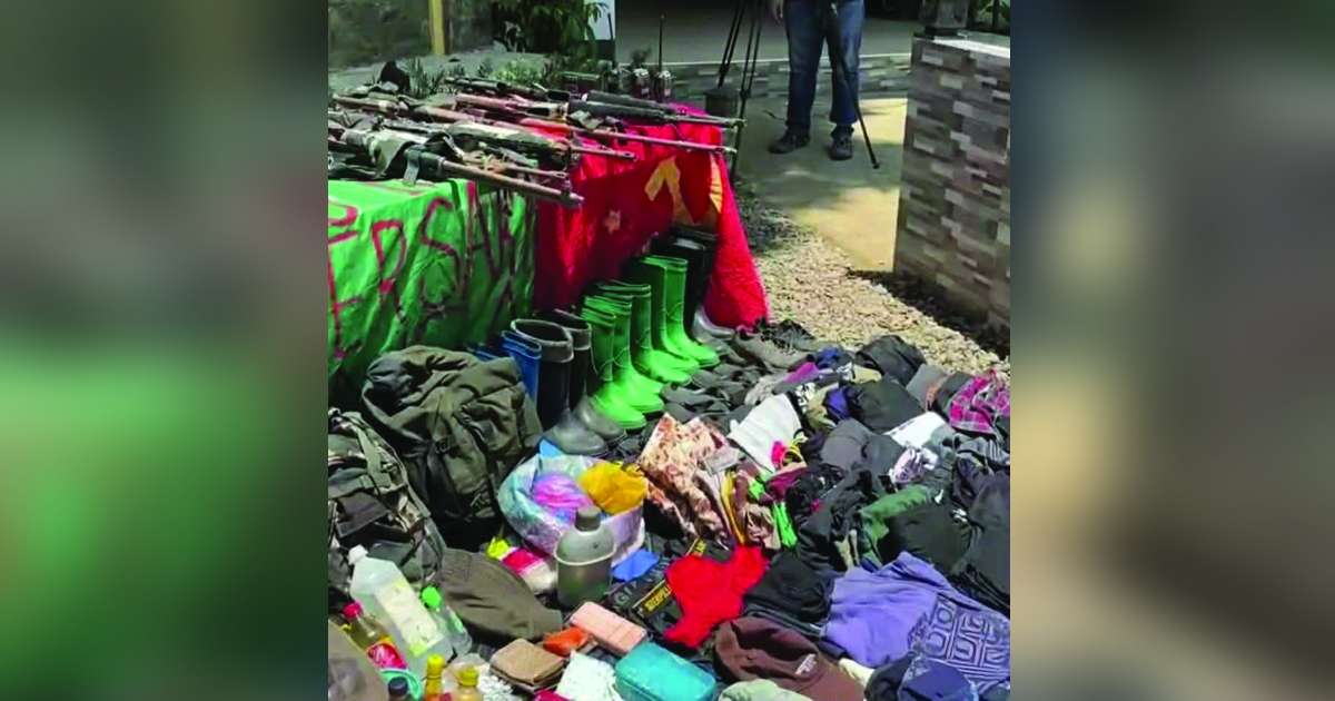 Authorities recovered various war materials and personal belongings from the site of the recent armed encounter at Barangay Salamanca in Negros Occidental’s Toboso town, which resulted in the deaths of 19 alleged members of the Communist Terrorist Group. (Contributed photo)