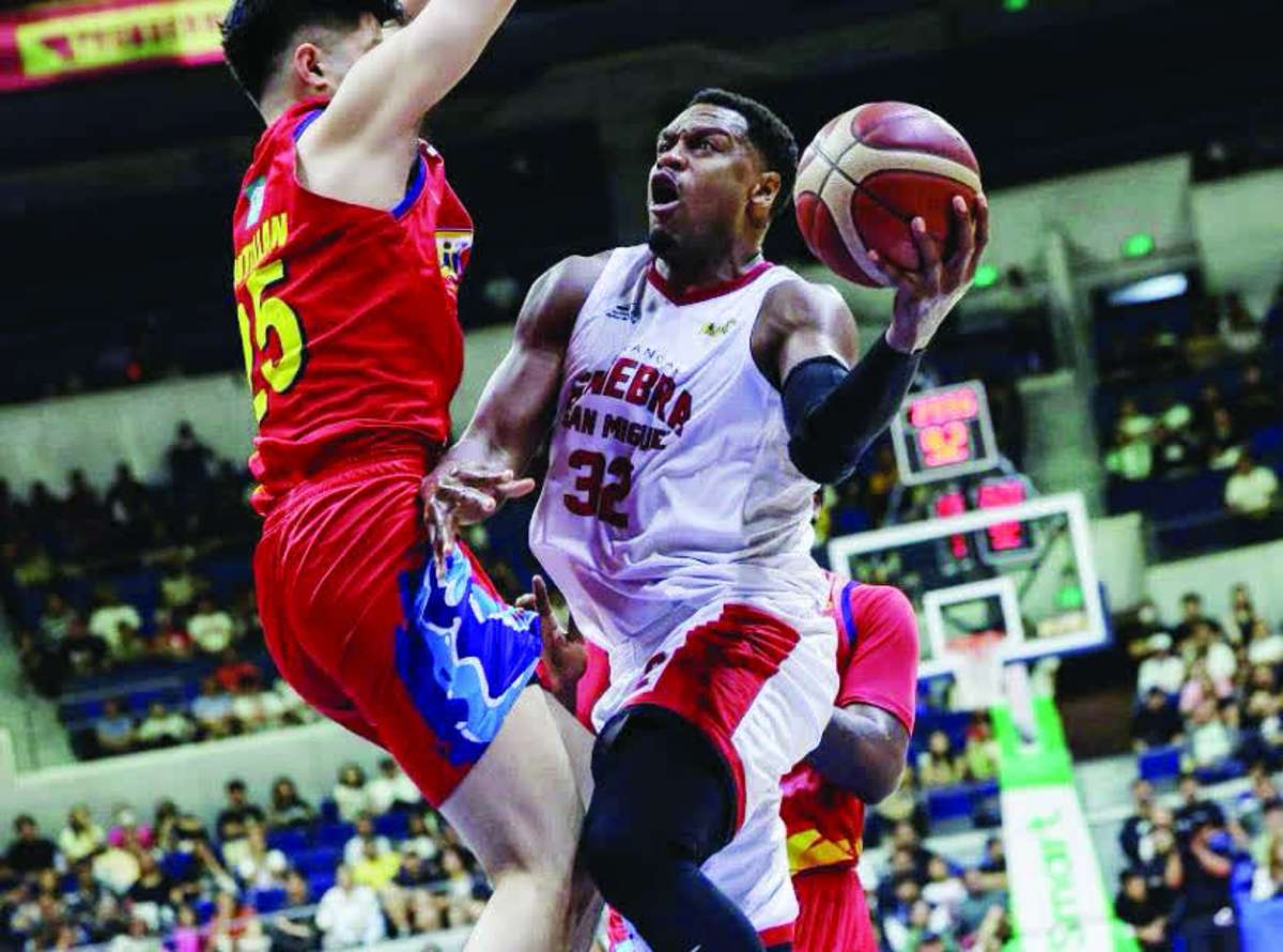 Barangay Ginebra San Miguel Kings’ Justin Brownlee against the Rain or Shine Elasto Painters in the PBA Season 50 Commissioner’s Cup. (PBA Images)