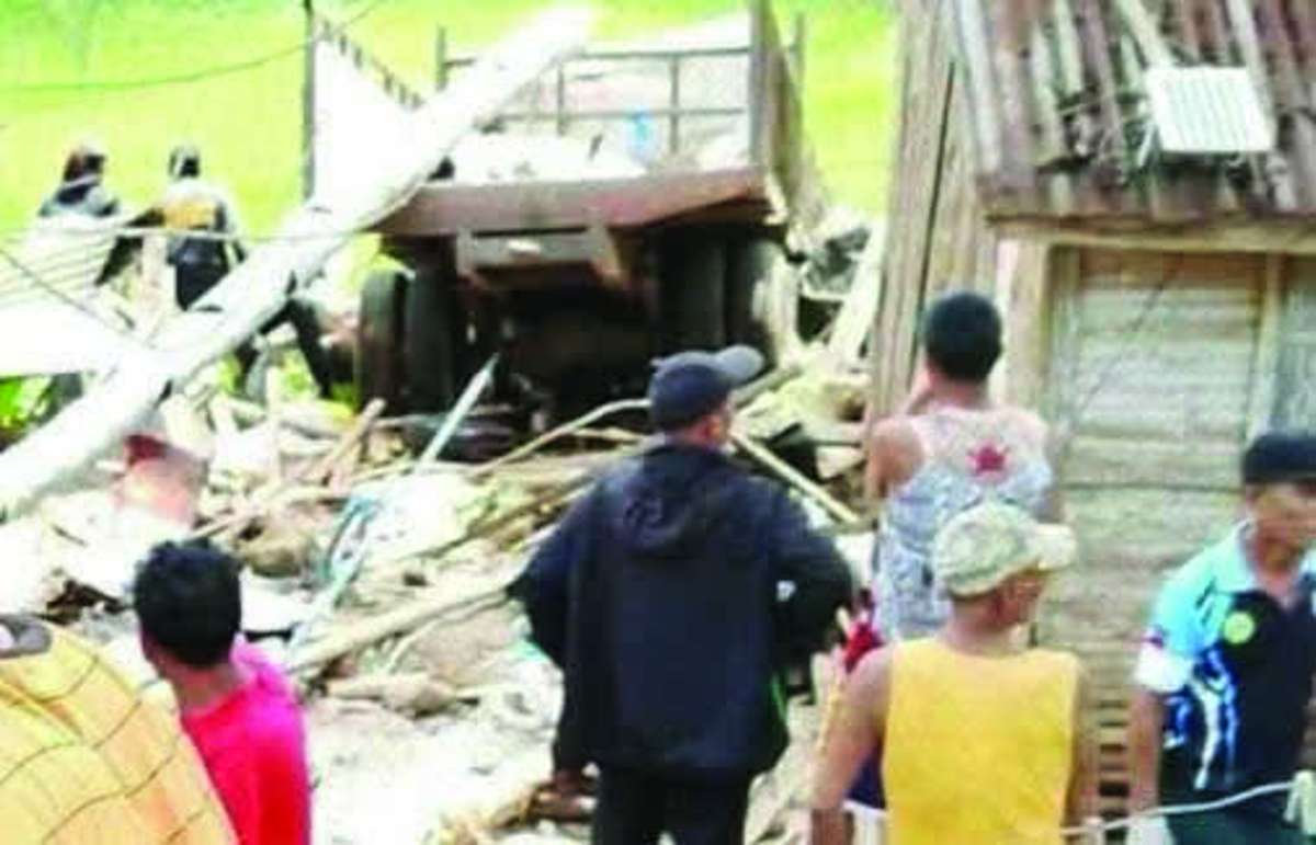 A truck crashed into a house at Barangay Pandanon in Negros Occidental’s Don Salvador Benedicto town on Monday, May 25, 2026, resulting in the death of a mother and her one-year-old son. (Brigada News FM photo)