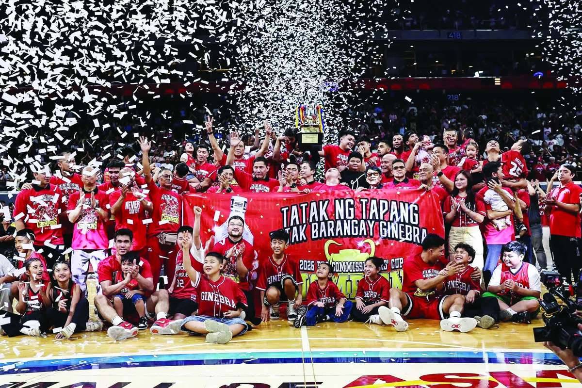 PBA Season 50 Commissioner’s Cup champions Barangay Ginebra San Miguel Kings after their 88-76 win against the TNT Tropang 5G in Game 7. (PBA Images)